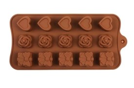 Molde silicona corazones rosas y regalos